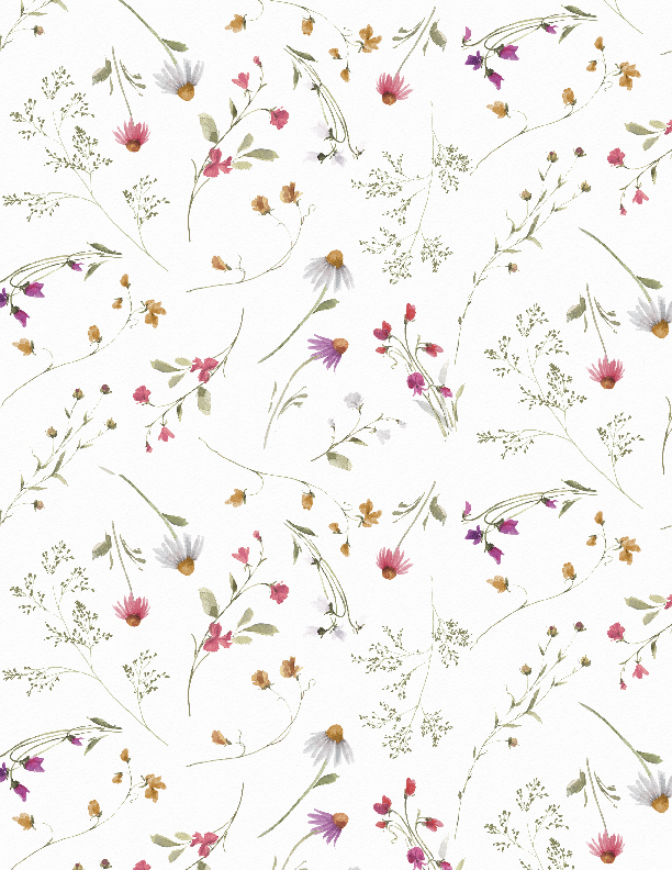 Blush Garden      Small Floral    White