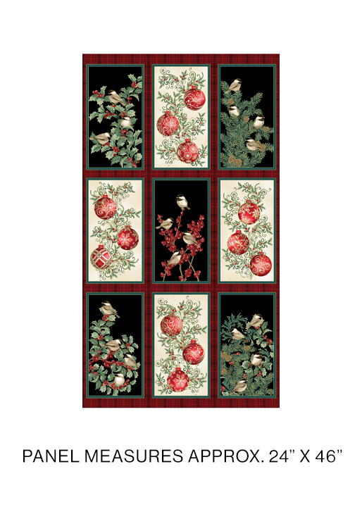 Winter Elegance Ornaments Panel    Multi 