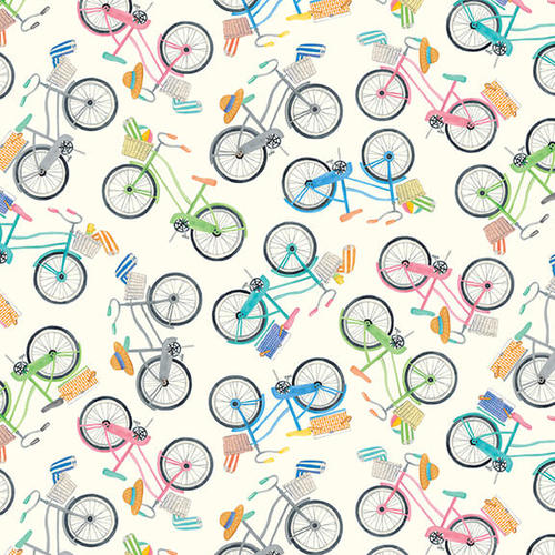 Beach Bound    Bikes Digital Print      Ivory