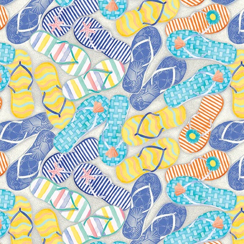 Beach Bound Flip Flops Digital Print Lt Blue