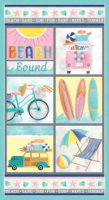 Beach Bound Digital Print  Panel   Aqua   24” x 42”