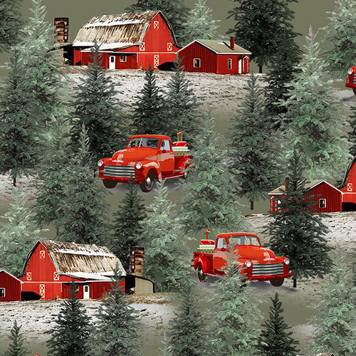 Holiday Homestead Trucks and Barn Scene