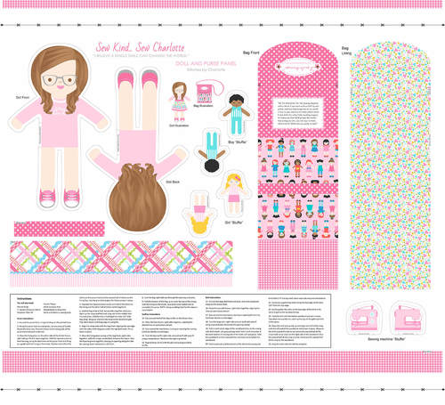 Sew Kind Pink 36 x 44 Doll Panel 