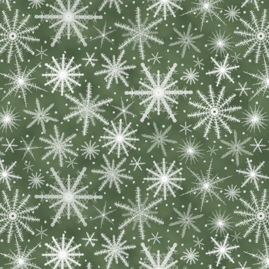 Holiday Wishes - White Snowflakes on green
