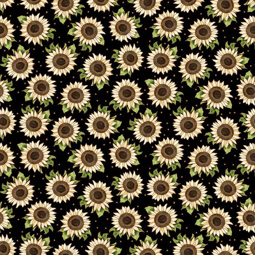 Autumn Elegance Black Metallic Tossed Sunflowers  By Henry Glass & Co. 