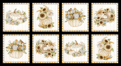 Autumn Elegance, Cream Metallic Panel  24", Continuous Blocks