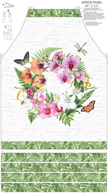 Orchids In Bloom   Apron Panel   24” x 43” 