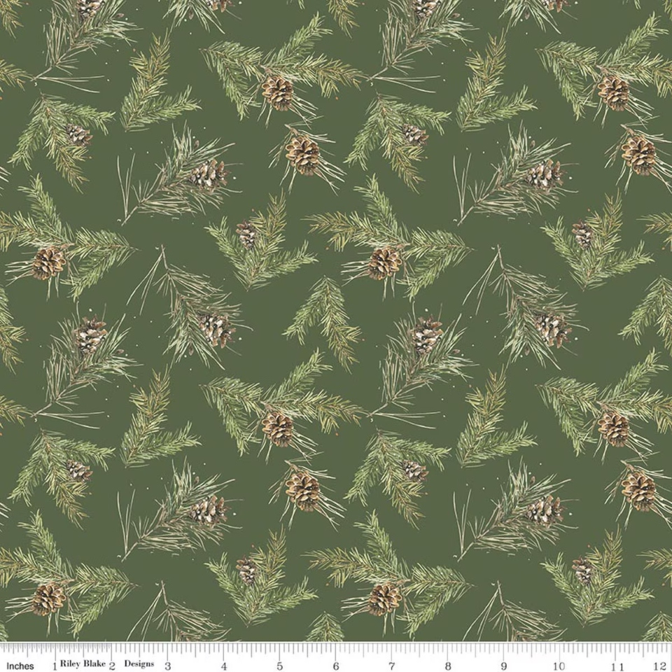 Holiday Spirit Pine Cones Green By Riley Blake