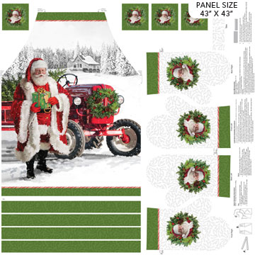 Here Comes Santa       Apron & Oven Mitt Panel  43” X 43”