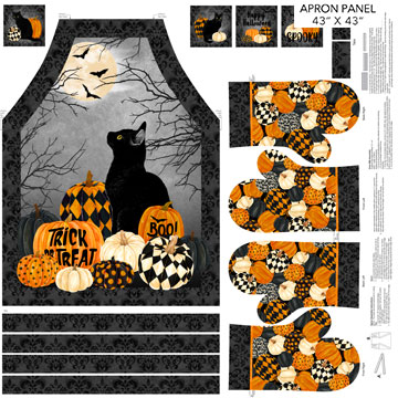 Black Cat Capers    Apron & Mitt Panel  43" x 43" 