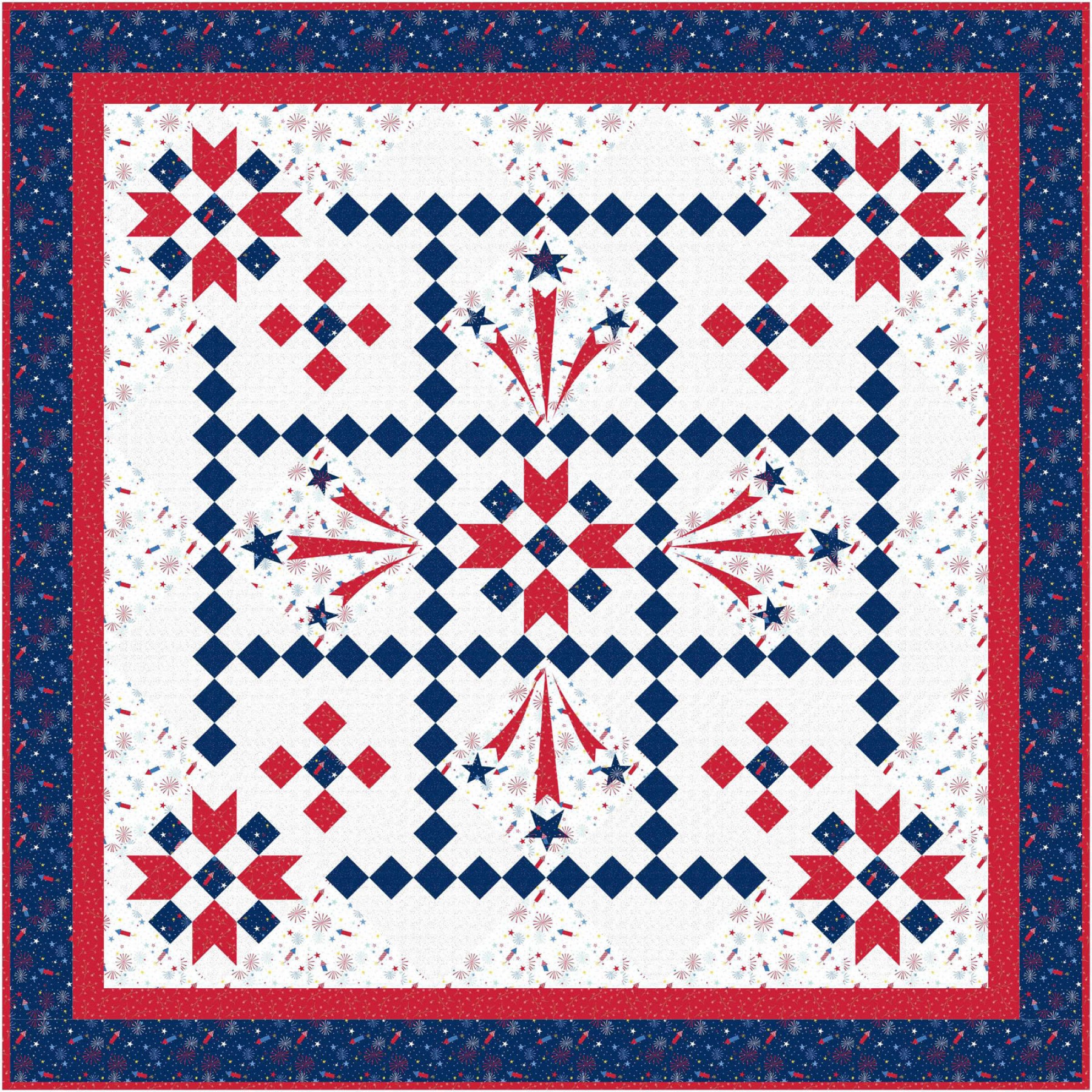 Red White and Bloom Liberty’s Smile Quilt Kit