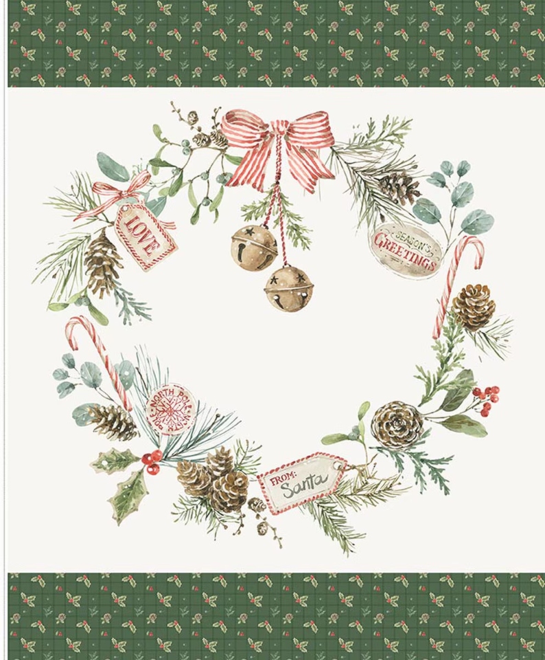 Holiday Spirit Wreath Panel By Riley Blake