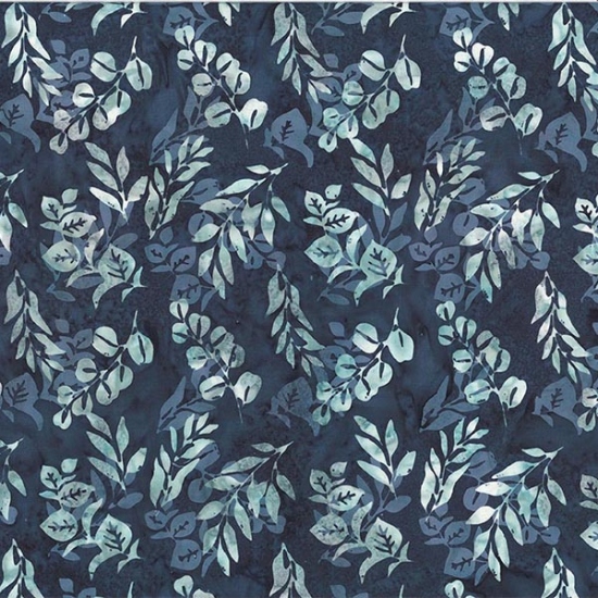 Bali Batik  On the Veranda    Mixed Foliage Navy 