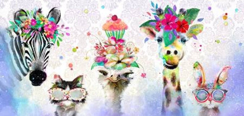 Party Animals Digital Print    Linear Panel    22” x 44”