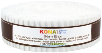 Kona Cotton White Skinny Strips  40 Pieces